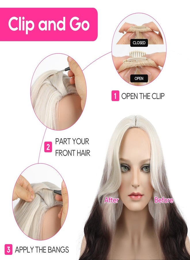 REECHO Bangs Hair Clip in Bangs, 2 PCS Face-Framing Classic Curtain Bangs Fringe Fake Bangs Hairpieces for Women Daily Wear - Light Brown with Highlights - Image 5